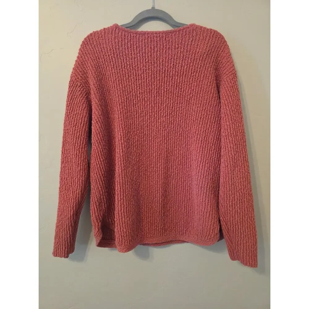 🌸 Coldwater Creek Textured Knit Sweater Women’s Large Pink Cotton Cottagecore - Picture 2 of 5